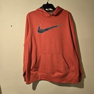 Men's Orange Nike Therma Fit Pullover Hoodie.
